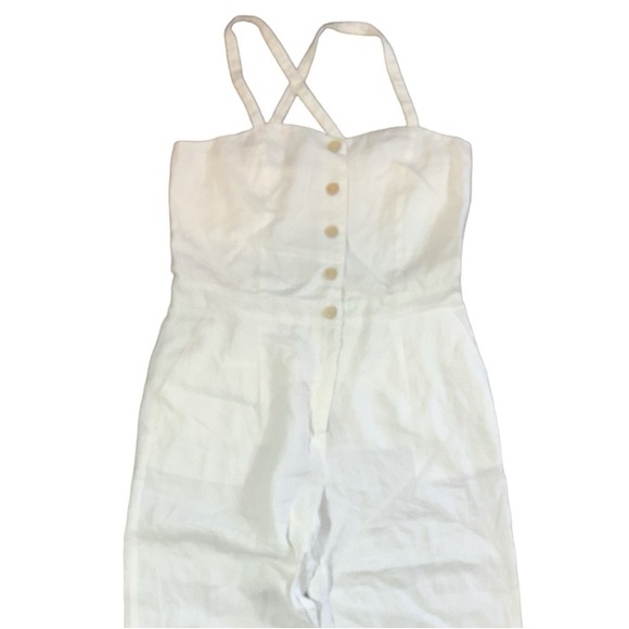 Faherty Ozzy Linen Jumpsuit relaxed leg front button sleeveless romper pants XL - Picture 5 of 14